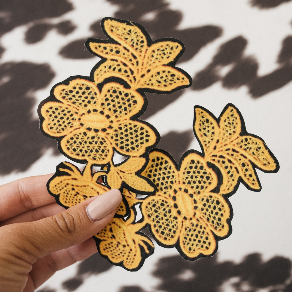 Yellow Floral Lace Appliqué